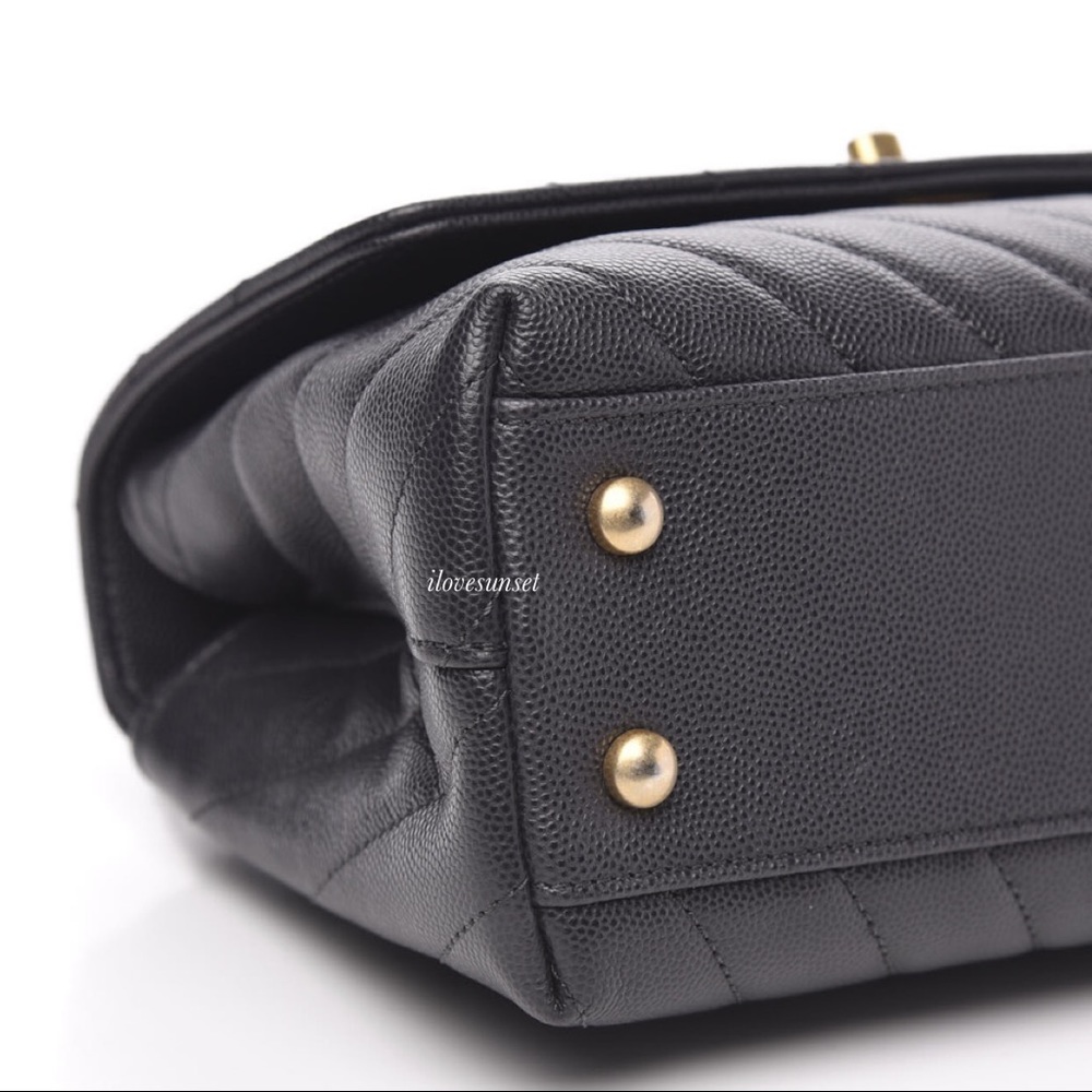 {CHANEL} Caviar Chevron Quilted Mini Dark Grey Bag - Picture 8 of 10